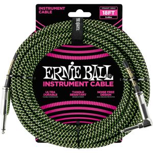 Ernie Ball 18' Braided Cable Black/Green Ernie Ball 18' Braided Cable Black/Green