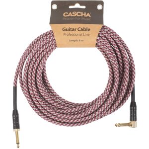 Cascha Professional Line Guitar Cable, Angled, Tweed Red, 9 m Cascha Professional Line Guitar Cable, Angled, Tweed Red, 9 m