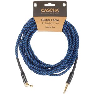 Cascha Professional Line Guitar Cable, Angled, Tweed Blue, 6 m Cascha Professional Line Guitar Cable, Angled, Tweed Blue, 6 m
