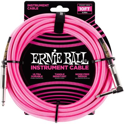 Ernie Ball 10' Braided Cable Neon Pink Ernie Ball 10' Braided Cable Neon Pink