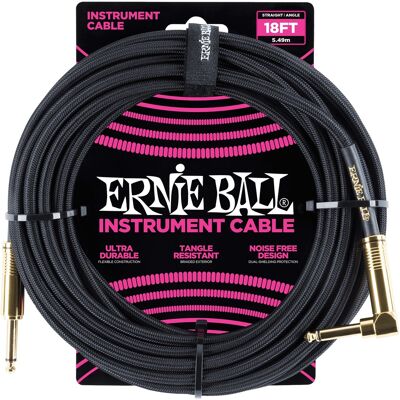 Ernie Ball 18' Braided Cable Black Ernie Ball 18' Braided Cable Black