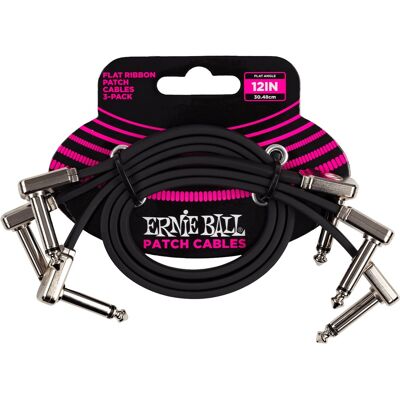 Ernie Ball 12” Flat Ribbon Patch Cable 3-Pack Ernie Ball 12” Flat Ribbon Patch Cable 3-Pack
