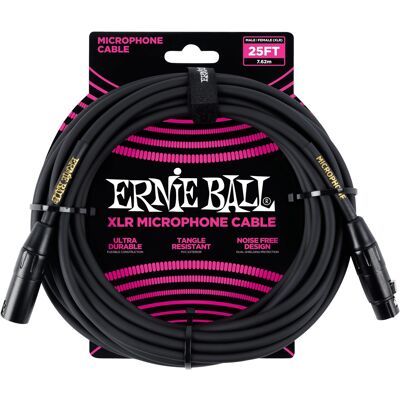 Ernie Ball 25' XLR Cable Black Ernie Ball 25' XLR Cable Black