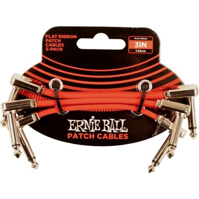 Ernie Ball 3" Flat Ribbon Patch Cable Red 3-Pack Ernie Ball 3" Flat Ribbon Patch Cable Red 3-Pack