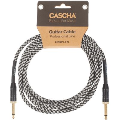 Cascha Professional Line Guitar Cable Straight Tweed Black 3 m Cascha Professional Line Guitar Cable Straight Tweed Black 3 m