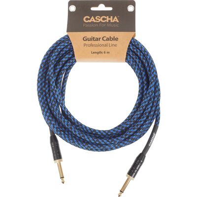 Cascha Professional Line Guitar Cable Straight Tweed Blue 6 m Cascha Professional Line Guitar Cable Straight Tweed Blue 6 m