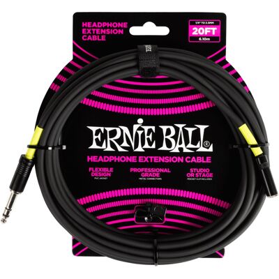 Ernie Ball Headphone Extension Cable 1/4 to 3.5mm 20' Black Ernie Ball Headphone Extension Cable 1/4 to 3.5mm 20' Black