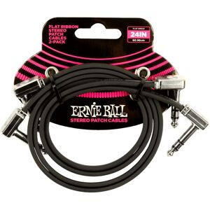 Ernie Ball Flat Ribbon Stereo Patch Cable 24" Black 2 Pack Ernie Ball Flat Ribbon Stereo Patch Cable 24" Black 2 Pack