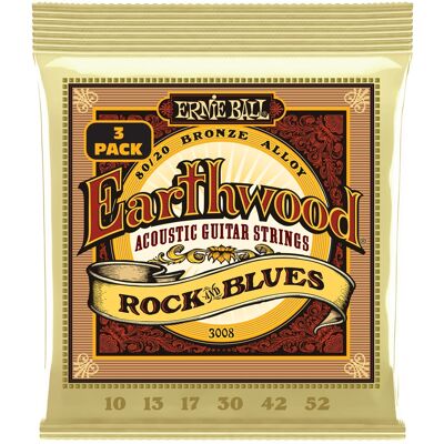 Ernie Ball 3008 Earthwood Rock & Blues 80/20 Bronze 3-Pack Ernie Ball 3008 Earthwood Rock & Blues 80/20 Bronze 3-Pack