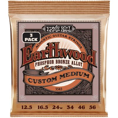 Ernie Ball 3543 Earthwood Custom Medium Phosphor Bronze 3-Pack Ernie Ball 3543 Earthwood Custom Medium Phosphor Bronze 3-Pack