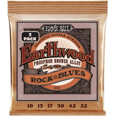 Ernie Ball 3551 Earthwood Rock & Blues Phosphor Bronze 3-Pack Ernie Ball 3551 Earthwood Rock & Blues Phosphor Bronze 3-Pack