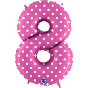 Fóliový balónik 102 cm ružové bodky číslo 8 ALBI Fóliový balónik 102 cm ružové bodky číslo 8 ALBI