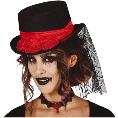 Halloweensky klobúk s červenou stuhou ALBI Halloweensky klobúk s červenou stuhou ALBI