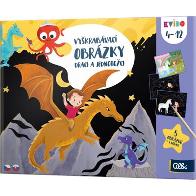 Vyškrabávacie obrázky: Draky a jednorožce - Kvído ALBI Vyškrabávacie obrázky: Draky a jednorožce - Kvído ALBI