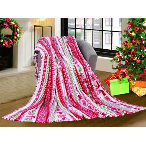 Textilomanie Biela vianočná mikroplyšová deka CHRISTMAS JOY Rozmer: 200 x 220 cm
