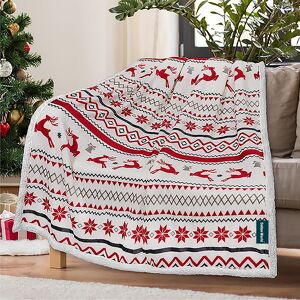 Textilomanie Vianočná biela baránková deka z mikroplyšu RETRO CHRISTMAS Rozmer: 200 x 220 cm