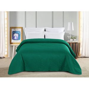 Textilomanie Zelený prehoz na posteľ so vzorom LEAVES Rozmer: 200 x 220 cm