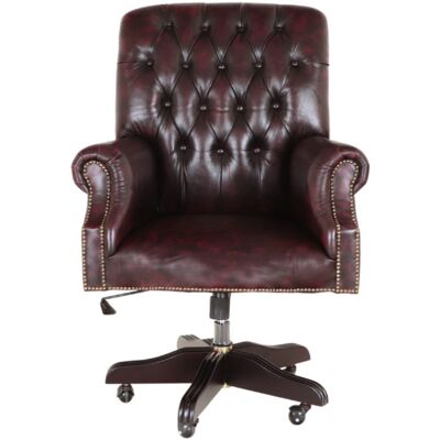 LAKŠMI indickynabytok.sk Kancelárska stolička Chesterfield Office chair z pravej hovädzej kože New Red LAKŠMI indickynabytok.sk Kancelárska stolička Chesterfield Office chair z pravej hovädzej kože New Red