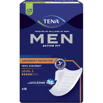TENA Men Level 3 absorpčné vložky pre mužov Super 16 ks TENA Men Level 3 absorpčné vložky pre mužov Super 16 ks