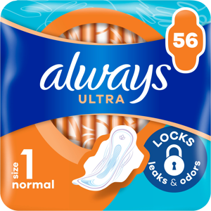 ALWAYS Ultra hygienické vložky (veľ. 1) s krídelkami 56 ks ALWAYS Ultra hygienické vložky (veľ. 1) s krídelkami 56 ks