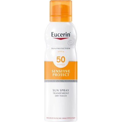 EUCERIN Transparentný sprej na opaľovanie Dry Touch Sensitive Protect SPF 50 200 ml EUCERIN Transparentný sprej na opaľovanie Dry Touch Sensitive Protect SPF 50 200 ml