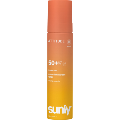 ATTITUDE Minerálny opaľovací krém v spreji Sunly SPF 50+ s vôňou tropického kokosu 75 ml ATTITUDE Minerálny opaľovací krém v spreji Sunly SPF 50+ s vôňou tropického kokosu 75 ml