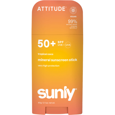 ATTITUDE Minerálny opaľovací krém Sunly SPF 50+ s vôňou tropického kokosu 60 g ATTITUDE Minerálny opaľovací krém Sunly SPF 50+ s vôňou tropického kokosu 60 g