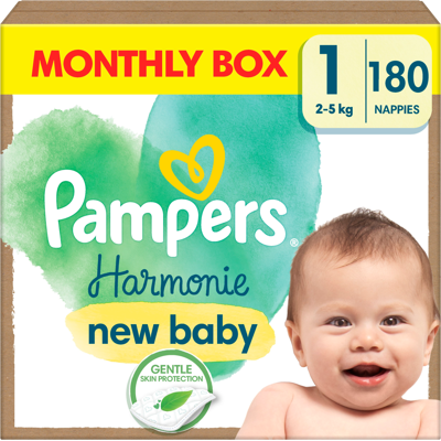 PAMPERS Harmonie Baby veľ.1 - Mesačný balík 180 ks PAMPERS Harmonie Baby veľ.1 - Mesačný balík 180 ks