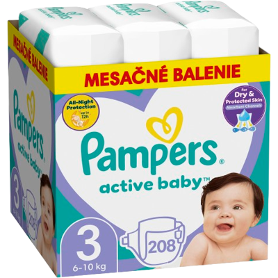 PAMPERS Active Baby S3 6-10kg, 208 ks PAMPERS Active Baby S3 6-10kg, 208 ks