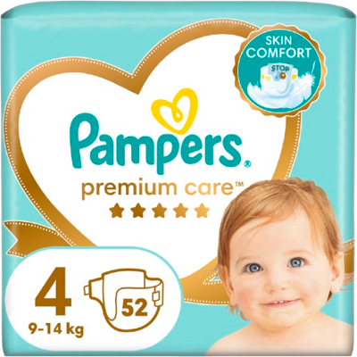 PAMPERS Premium Care S4, 9-14 kg 52 ks PAMPERS Premium Care S4, 9-14 kg 52 ks