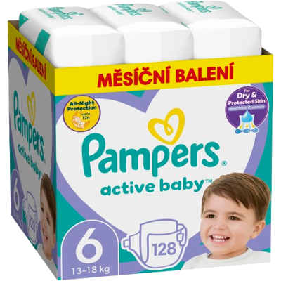 PAMPERS Active Baby S6, 13-18 kg 128 ks PAMPERS Active Baby S6, 13-18 kg 128 ks