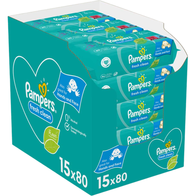 PAMPERS Fresh Clean Baby detské čistiacie obrúsky 15 x 80 ks PAMPERS Fresh Clean Baby detské čistiacie obrúsky 15 x 80 ks