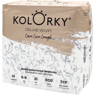 KOLORKY DELUXE VELVET Love Live Laugh veľ. M (5-8 kg) 21 ks KOLORKY DELUXE VELVET Love Live Laugh veľ. M (5-8 kg) 21 ks