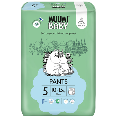MUUMI BABY Nohavičky plienkové jednorázové 5 Maxi+ 10-15kg, 38 ks MUUMI BABY Nohavičky plienkové jednorázové 5 Maxi+ 10-15kg, 38 ks