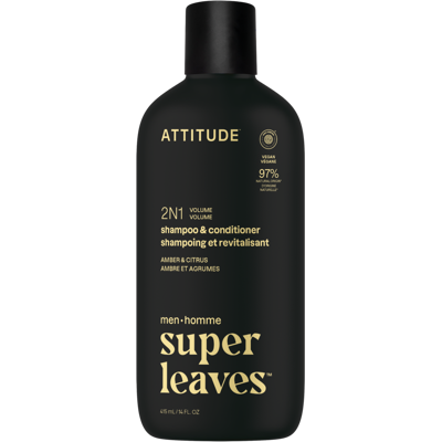 ATTITUDE Pánsky šampón a kondicionér na objem 2v1 Super leaves Amber a Citrus 415 ml ATTITUDE Pánsky šampón a kondicionér na objem 2v1 Super leaves Amber a Citrus 415 ml