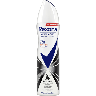 REXONA Invisible Black & White 72H antiperspirant sprej 150 ml REXONA Invisible Black & White 72H antiperspirant sprej 150 ml
