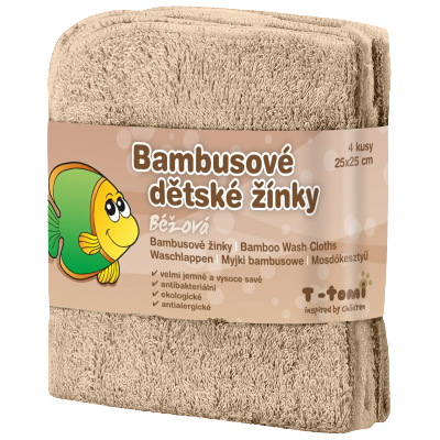 T-TOMI Kúpacie žinky, béžové 25 x 25 cm 4 ks T-TOMI Kúpacie žinky, béžové 25 x 25 cm 4 ks