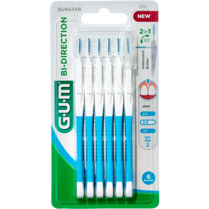 GUM Medzizubné kefky BI-DIRECTION modrý 0,9 mm 6 ks GUM Medzizubné kefky BI-DIRECTION modrý 0,9 mm 6 ks