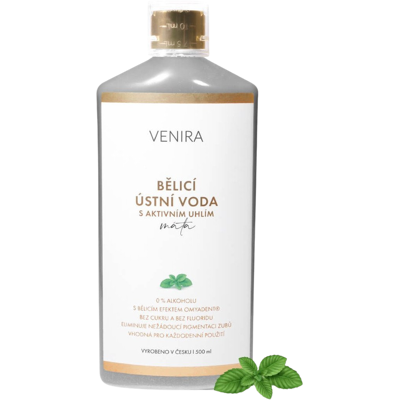 VENIRA bieliaca ústna voda s aktívnym uhlím, mäta 500 ml VENIRA bieliaca ústna voda s aktívnym uhlím, mäta 500 ml