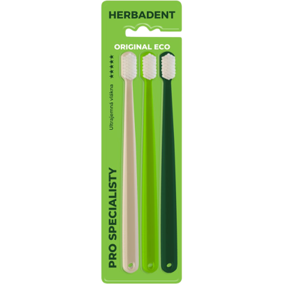 HERBADENT Original ECO 5* Tripplepack Zubná kefka, ultra jemné vlákna, v blistri 3 ks HERBADENT Original ECO 5* Tripplepack Zubná kefka, ultra jemné vlákna, v blistri 3 ks