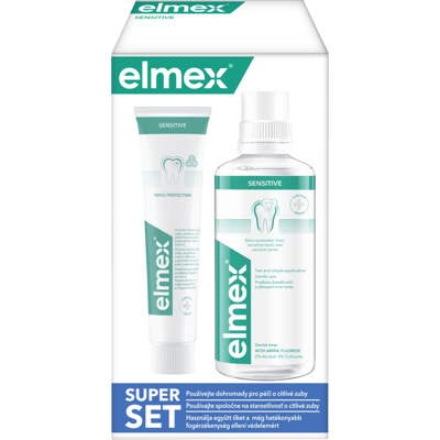 ELMEX Sensitive Super set ústna voda 400 ml + zubná pasta 75 ml ELMEX Sensitive Super set ústna voda 400 ml + zubná pasta 75 ml
