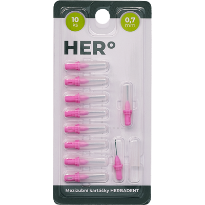 HERBADENT HERo doplnkové balenie medzizubných kefiek 0,7 mm, 10 ks HERBADENT HERo doplnkové balenie medzizubných kefiek 0,7 mm, 10 ks