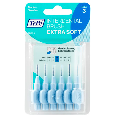 TEPE Extra soft Medzizubné kefky 0,6mm svetlomodré 6 ks TEPE Extra soft Medzizubné kefky 0,6mm svetlomodré 6 ks