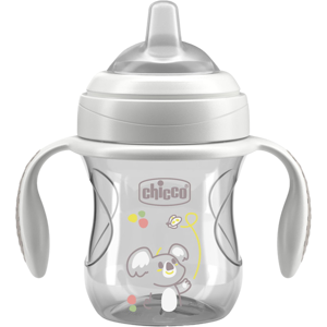 CHICCO Hrnček Transition učiaci s držadlami grey, 4m+ 200 ml CHICCO Hrnček Transition učiaci s držadlami grey, 4m+ 200 ml