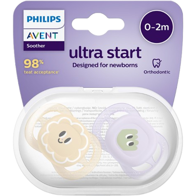 PHILIPS AVENT Cumlík Ultrastart obrázok 0-2m dievča 2 ks PHILIPS AVENT Cumlík Ultrastart obrázok 0-2m dievča 2 ks