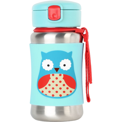 SKIP HOP Zoo Fľaša so slamkou na vodu nerez Sovička 12m+ 350 ml SKIP HOP Zoo Fľaša so slamkou na vodu nerez Sovička 12m+ 350 ml