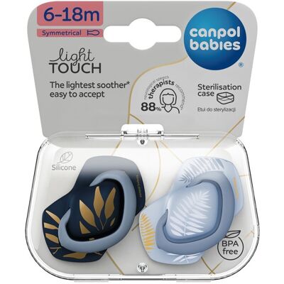 CANPOL BABIES Cumlík silikónový symetrický Light touch GOLD 6-18m modrý 2 ks CANPOL BABIES Cumlík silikónový symetrický Light touch GOLD 6-18m modrý 2 ks