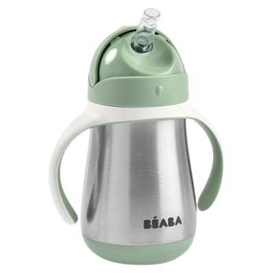 BEABA Pohár termoizolačný s brčkom, nerez Sage Green 250 ml BEABA Pohár termoizolačný s brčkom, nerez Sage Green 250 ml