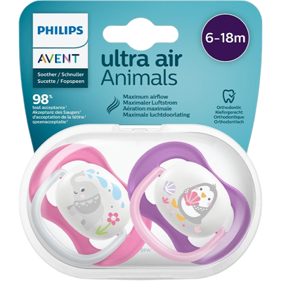 PHILIPS AVENT Cumlík Ultra air zvieratko 6-18m dievča 2 ks PHILIPS AVENT Cumlík Ultra air zvieratko 6-18m dievča 2 ks
