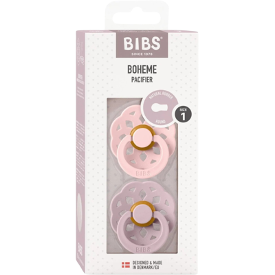 BIBS Boheme cumlíky z prírodného kaučuku, Blossom / Dusky Lilac veľkosť 1, 2 ks BIBS Boheme cumlíky z prírodného kaučuku, Blossom / Dusky Lilac veľkosť 1, 2 ks
